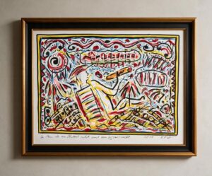The Man Who Sits on the Beach and Smokes a Cigar 2026 painting by Klaus Ferdinand Hempfling, Acrylic and Watercolor on Paper, 50 x 65 cm, KFH Art