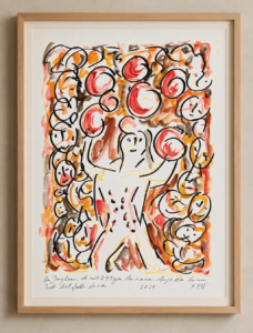 The Juggler Who Has Not Dropped a Ball in His Performances for 29 Days 2026 painting by Klaus Ferdinand Hempfling, Acrylic and Watercolor on Paper, 65 x 50 cm, KFH Art